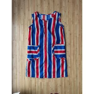 Vintage Red, White and Blue Striped Sundress - Size L
